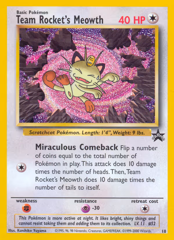 Team Rocket's Meowth 18/53 Pokemon card