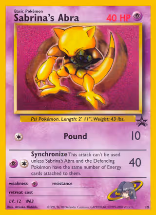 Sabrina's Abra 19/53 Pokemon card