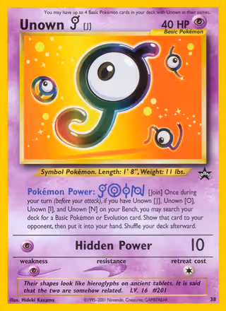 Unown [J] 38/53 Pokemon card