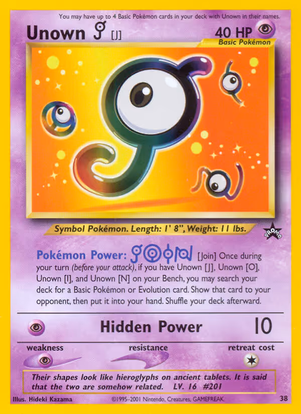 Unown [J] 38/53 Pokemon card