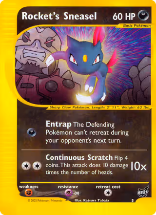 Rocket’s Sneasel 5/9 Pokemon card