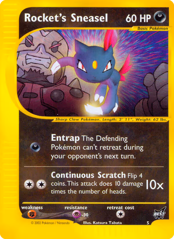 Rocket’s Sneasel 5/9 Pokemon card