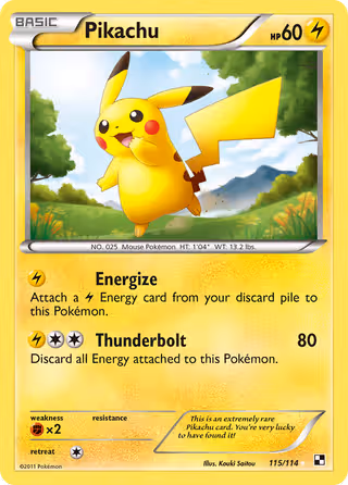 Pikachu 115/114 Pokemon card