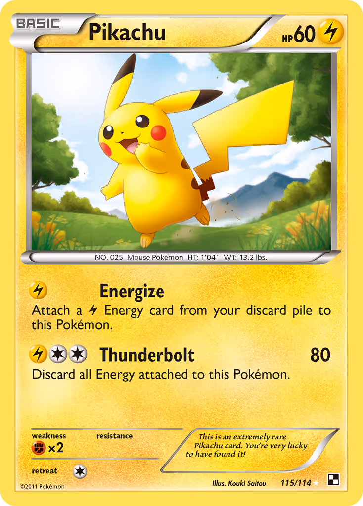 Pikachu 115/114 Pokemon card