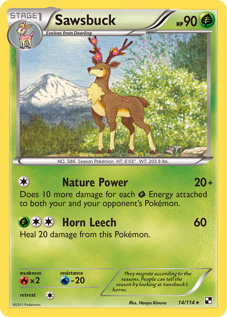Sawsbuck 14/114 Pokemon card
