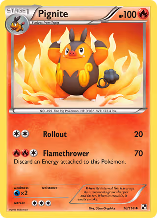 Pignite 18/114 Pokemon card