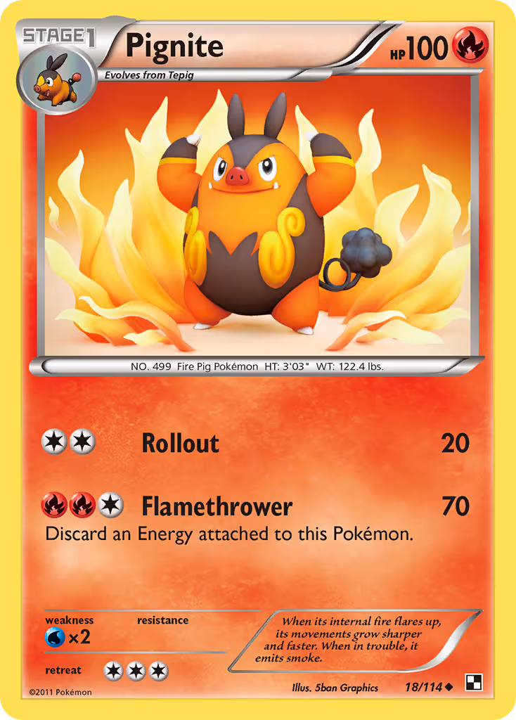 Pignite 18/114 Pokemon card