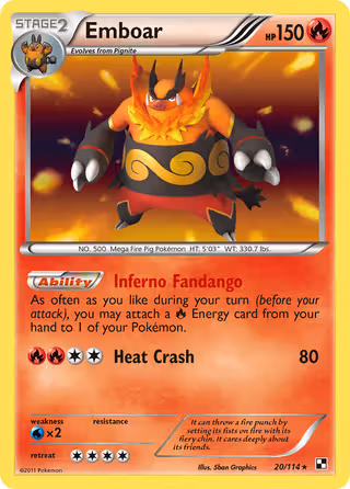 Emboar 20/114 Pokemon card
