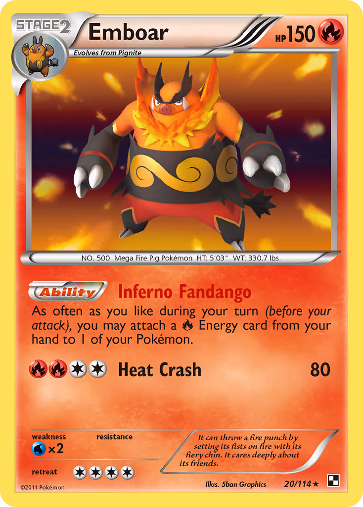 Emboar 20/114 Pokemon card