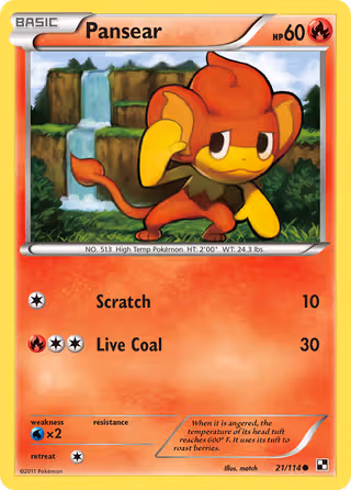 Pansear 21/114 Pokemon card