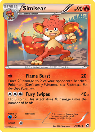 Simisear 22/114 Pokemon card