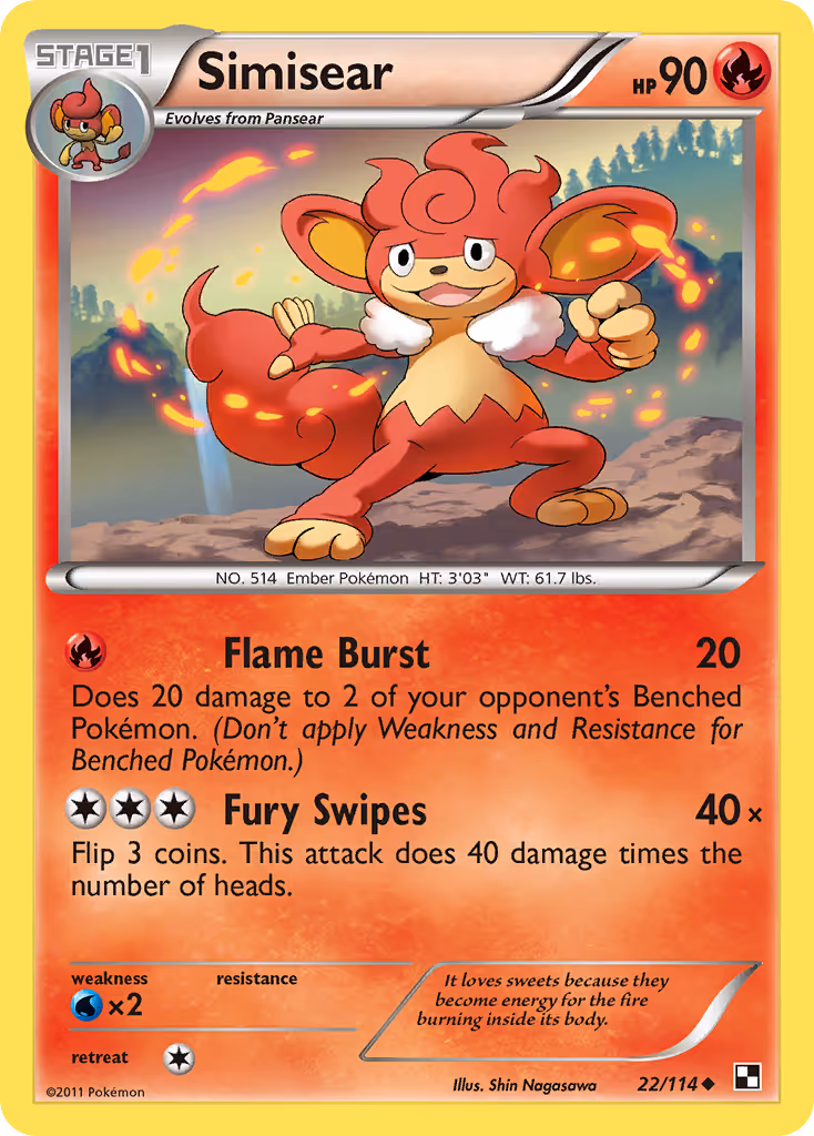 Simisear 22/114 Pokemon card