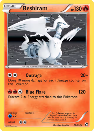 Reshiram 26/114 Pokemon card