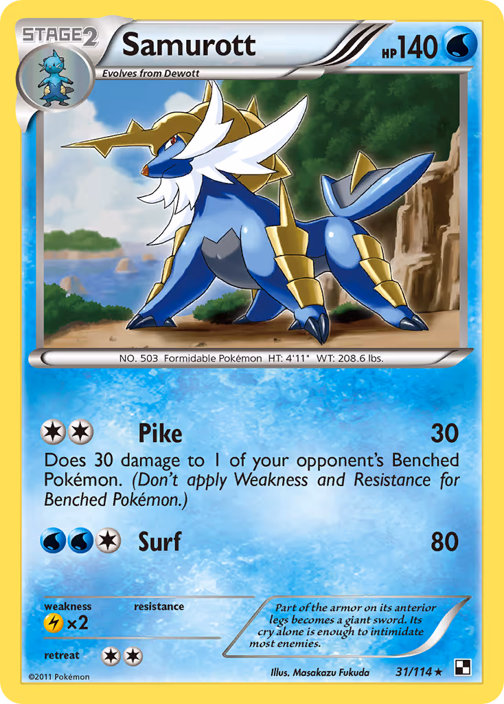 Samurott 31/114 Pokemon card