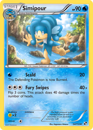 Simipour 34/114 Pokemon card