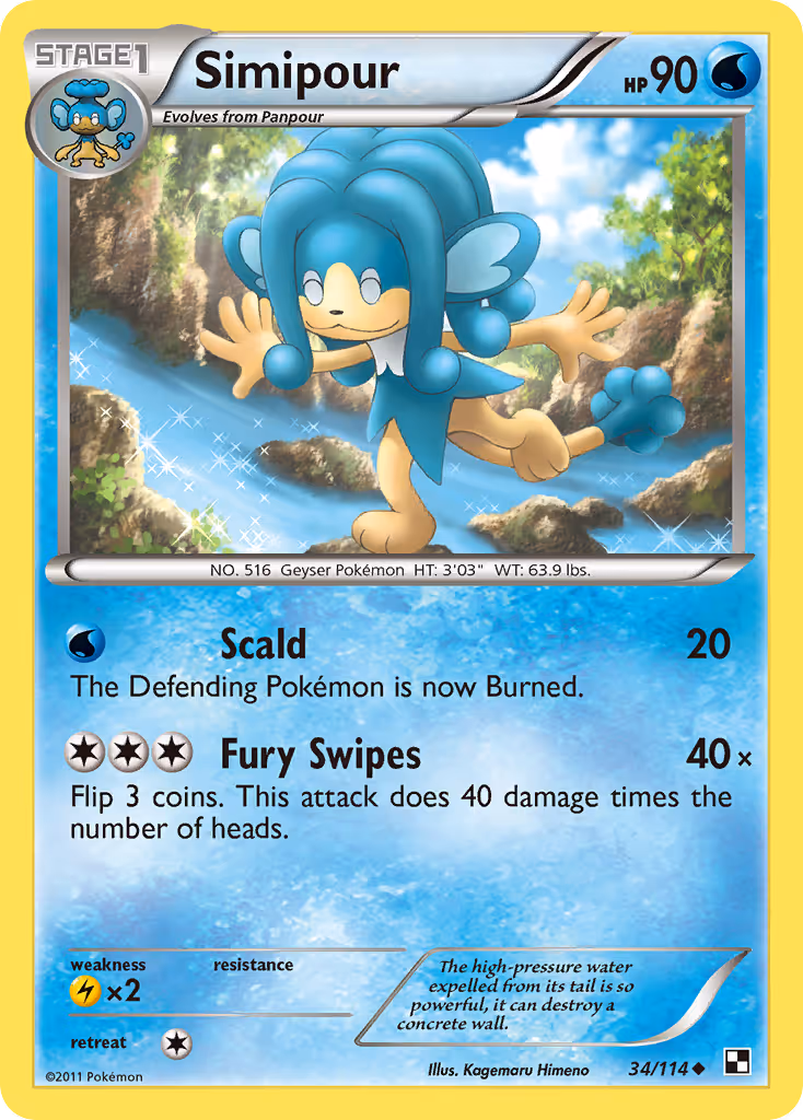 Simipour 34/114 Pokemon card