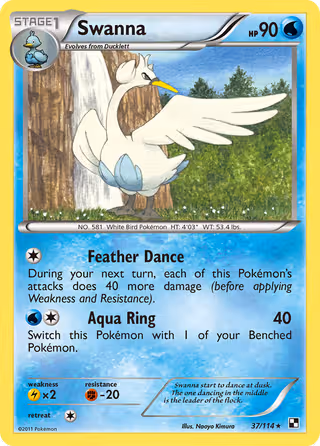 Swanna 37/114 Pokemon card