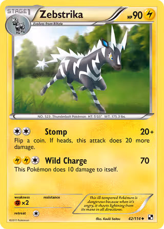 Zebstrika 42/114 Pokemon card