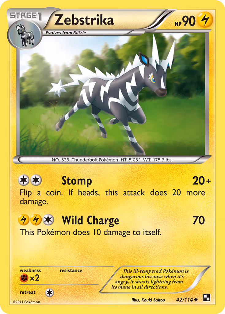 Zebstrika 42/114 Pokemon card