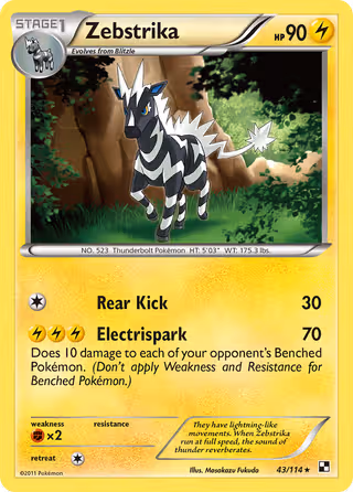 Zebstrika 43/114 Pokemon card