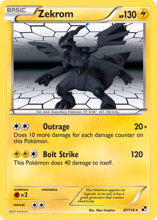 Zekrom 47/114 Pokemon card