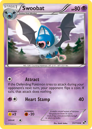 Swoobat 51/114 Pokemon card