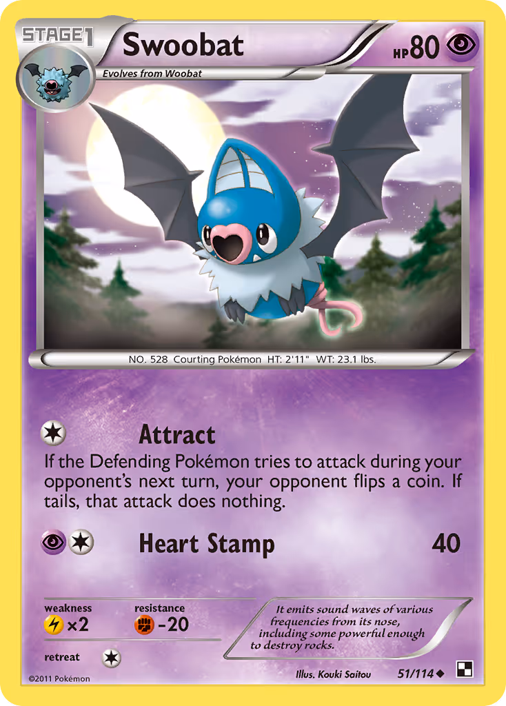 Swoobat 51/114 Pokemon card