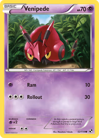 Venipede 52/114 Pokemon card