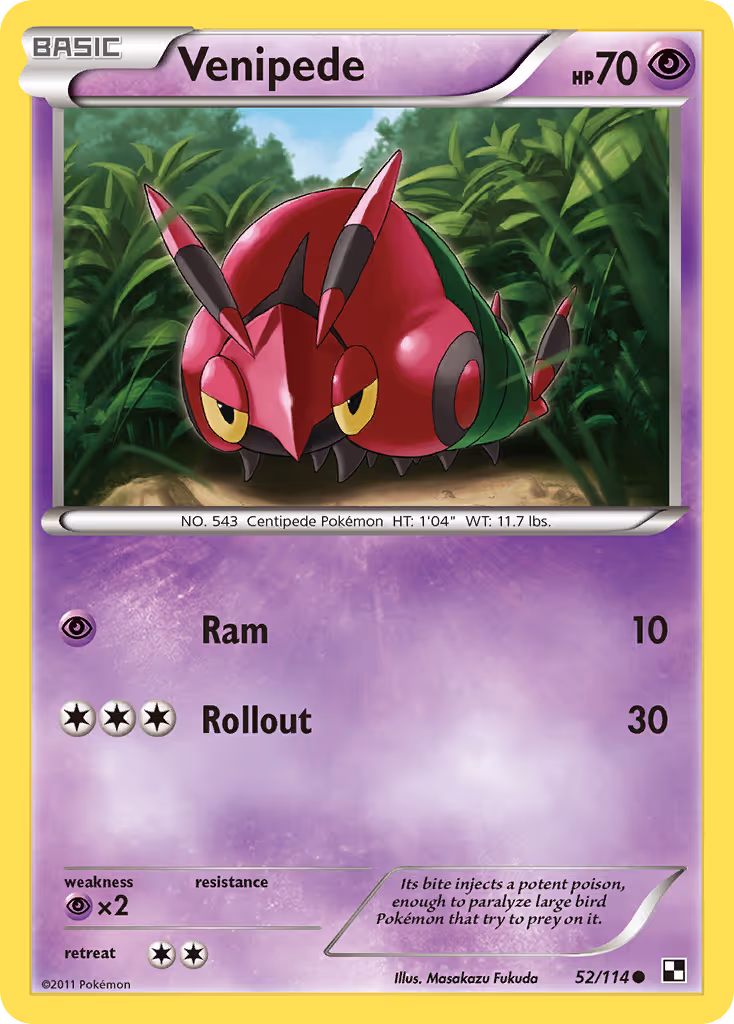 Venipede 52/114 Pokemon card
