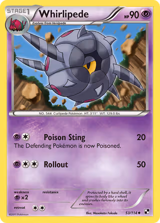 Whirlipede 53/114 Pokemon card
