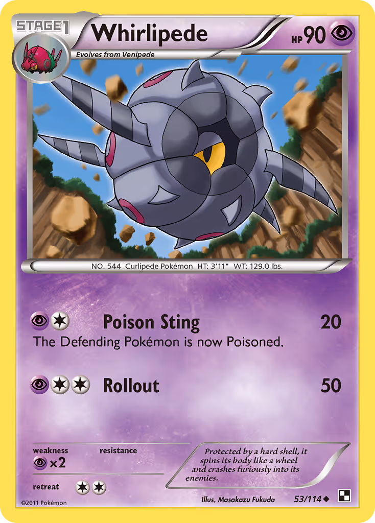Whirlipede 53/114 Pokemon card