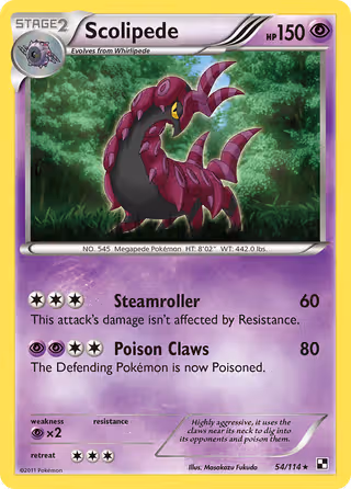 Scolipede 54/114 Pokemon card