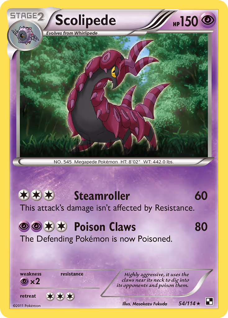 Scolipede 54/114 Pokemon card