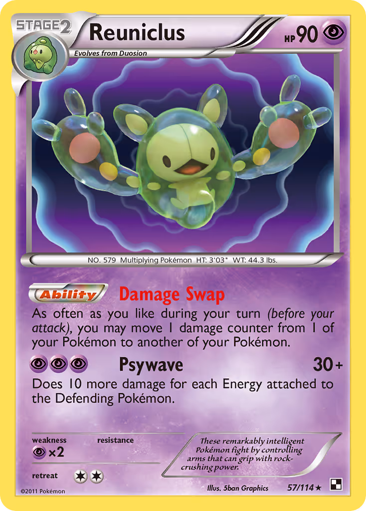Reuniclus 57/114 Pokemon card