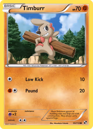 Timburr 59/114 Pokemon card