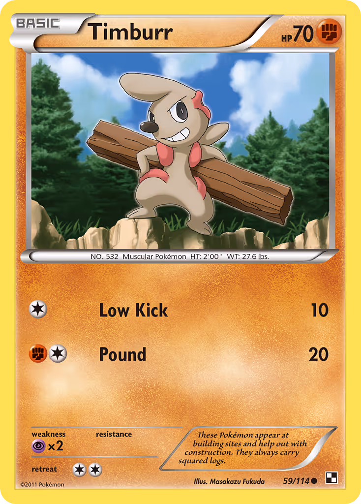 Timburr 59/114 Pokemon card