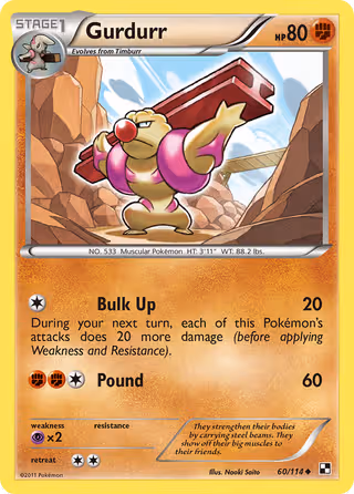 Gurdurr 60/114 Pokemon card