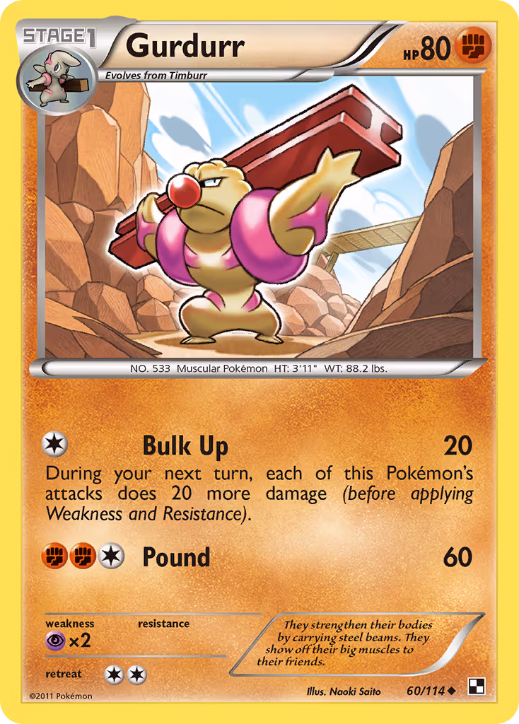 Gurdurr 60/114 Pokemon card