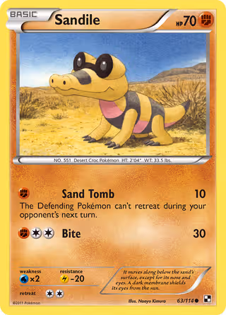 Sandile 63/114 Pokemon card