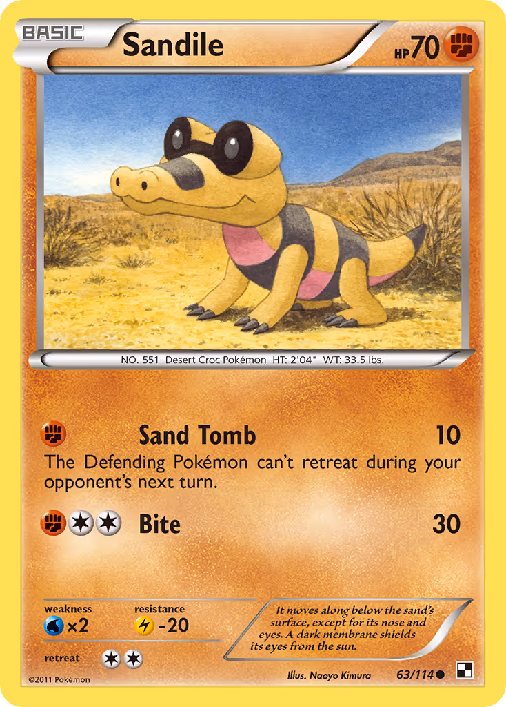 Sandile 63/114 Pokemon card
