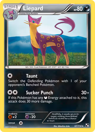 Liepard 67/114 Pokemon card