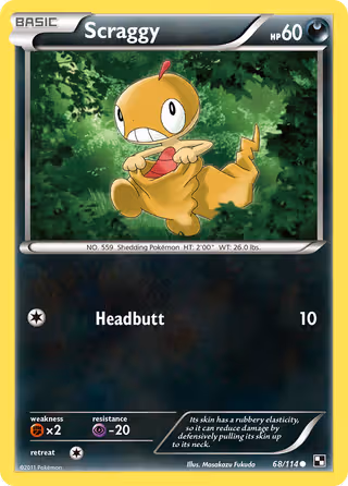 Scraggy 68/114 Pokemon card