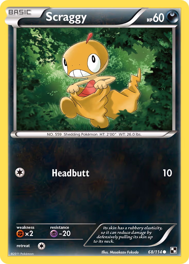 Scraggy 68/114 Pokemon card