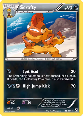 Scrafty 69/114 Pokemon card
