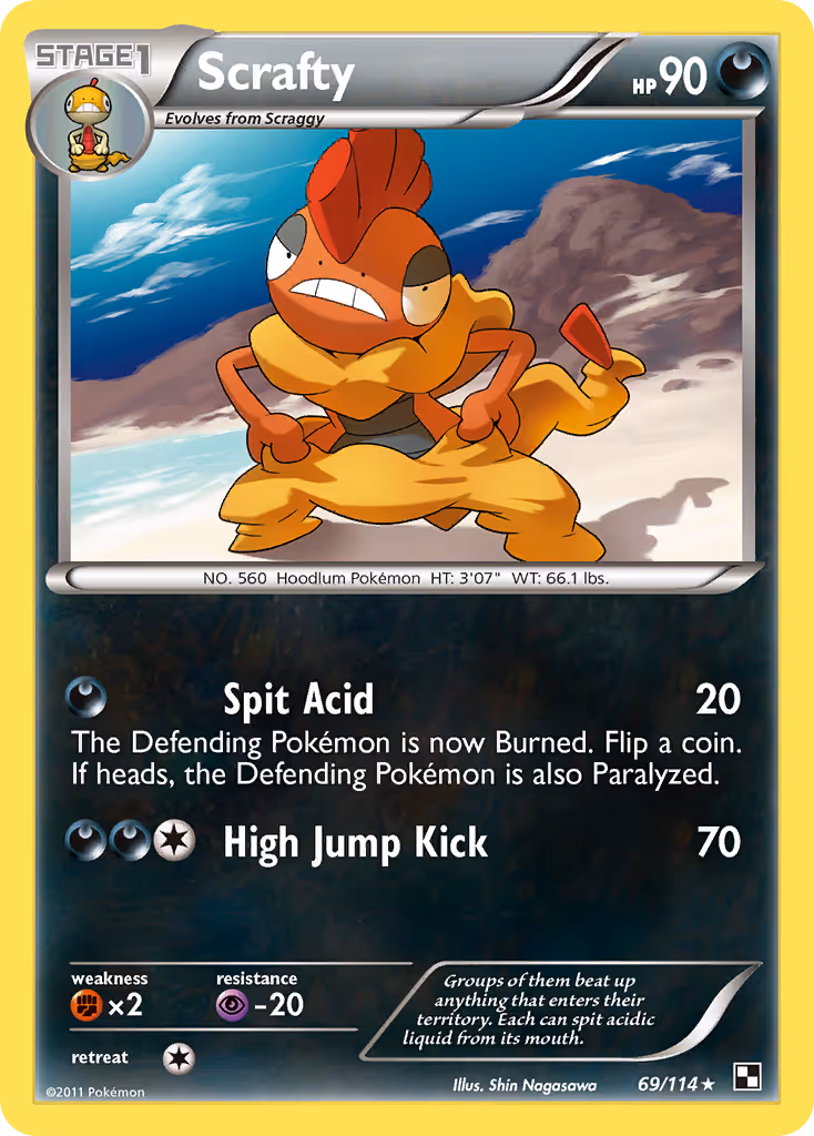 Scrafty 69/114 Pokemon card