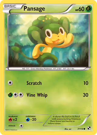 Pansage 7/114 Pokemon card