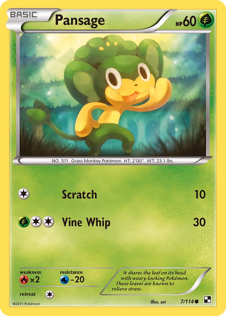 Pansage 7/114 Pokemon card
