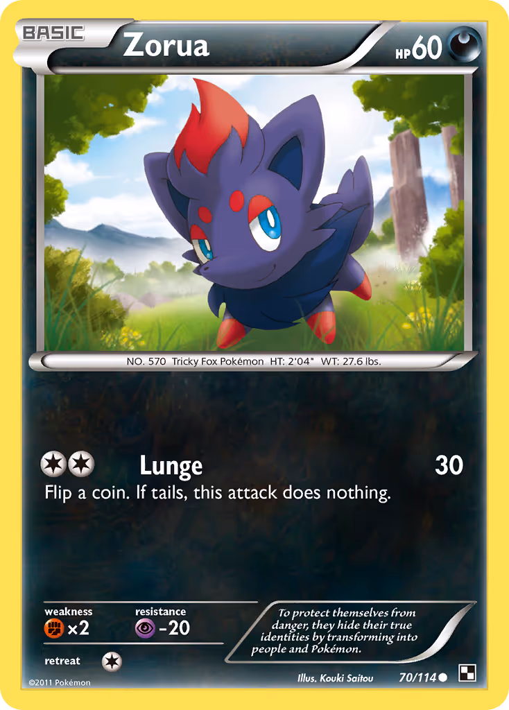 Zorua 70/114 Pokemon card