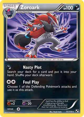Zoroark 71/114 Pokemon card