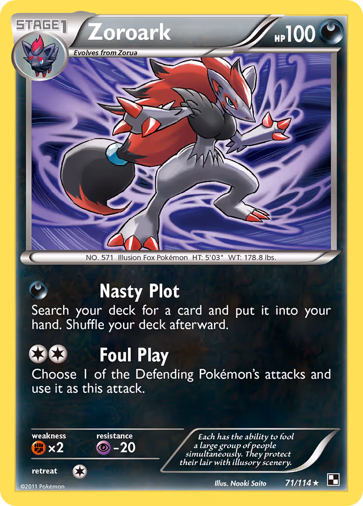 Zoroark 71/114 Pokemon card